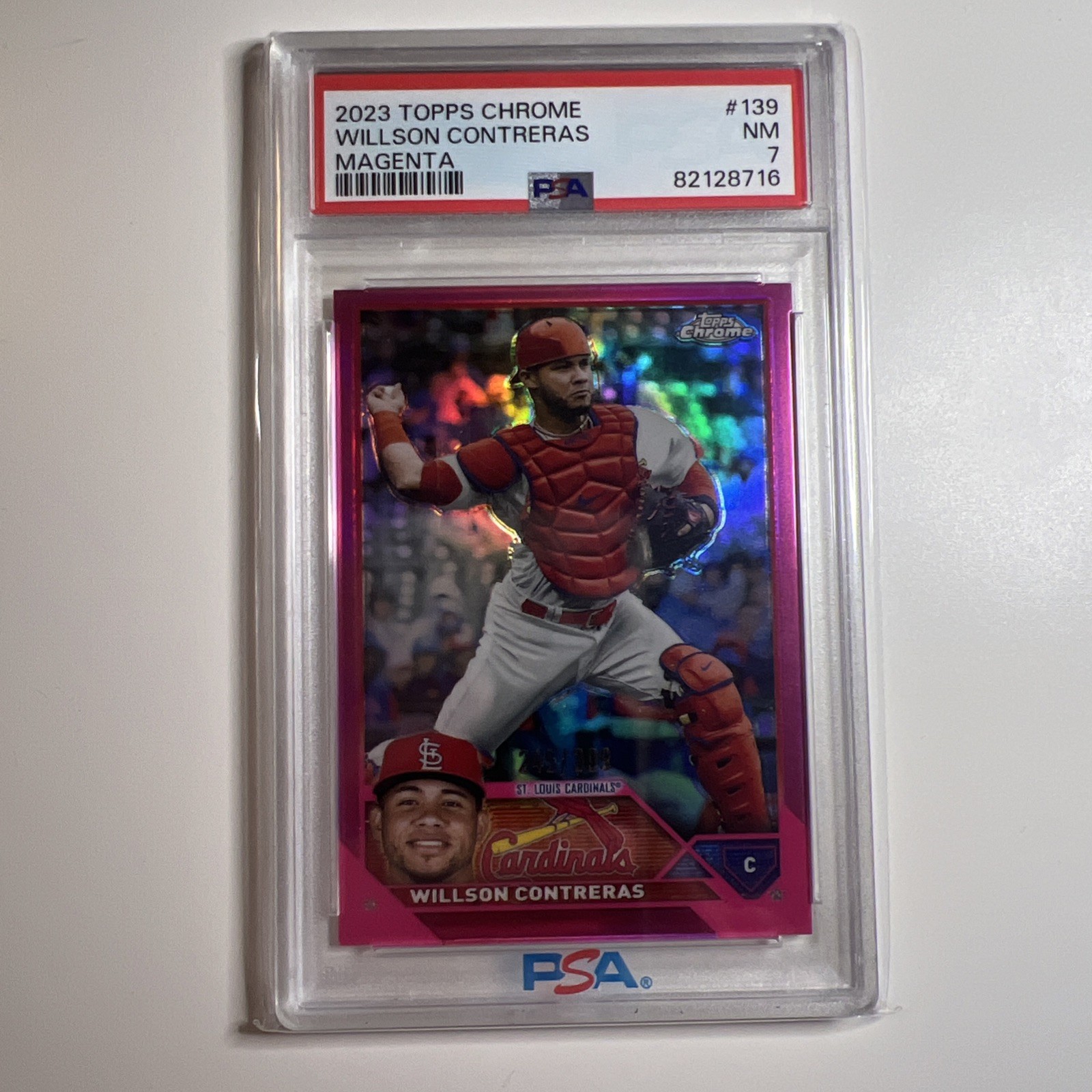 2023 Topps Chrome Willson Contreras Magenta Refractor /350 PSA 7 Red Sox