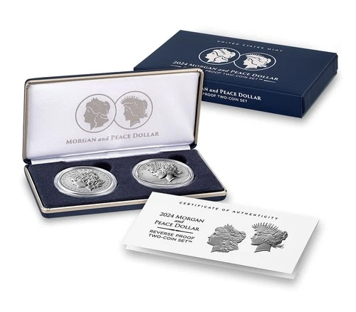 2024 S Morgan Peace Reverse Proof 2 Coin Set Uncirculated .999 Silver $1