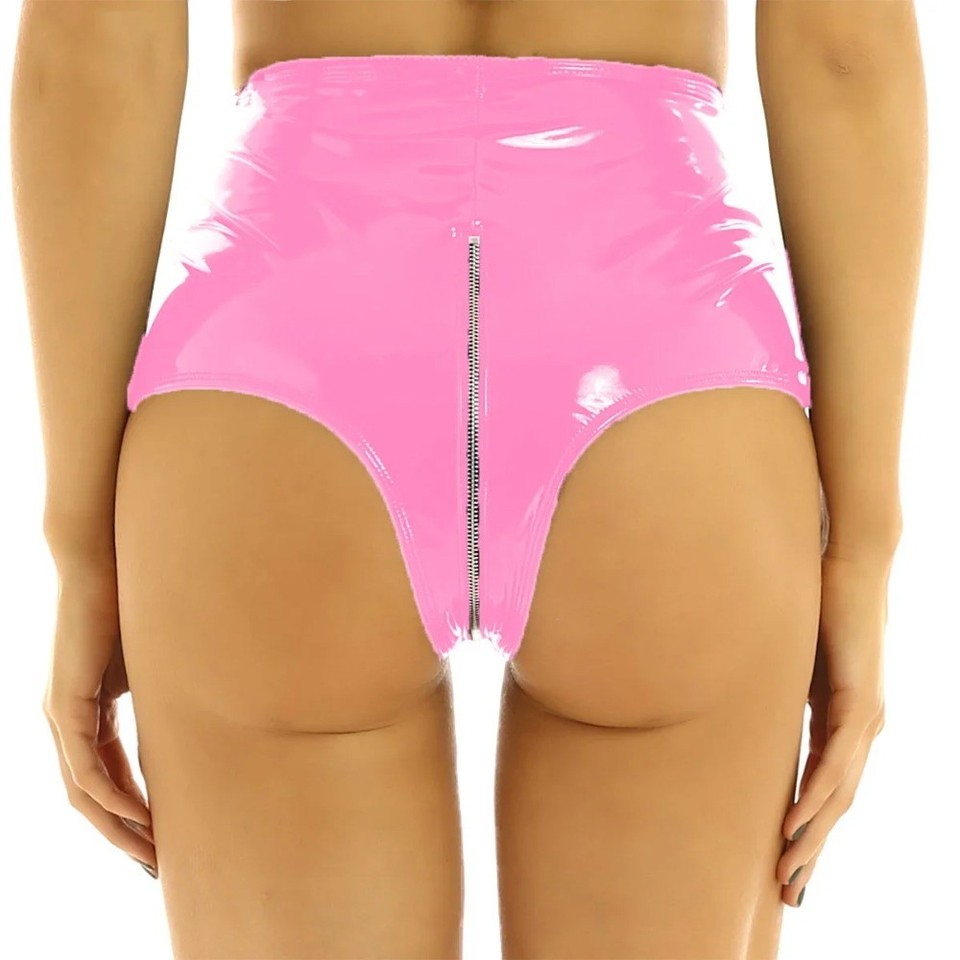 Women PVC Leather Sexy High Waisted Front Zip Shorts Hot Pants Rave women-pvc-leather-sexy-high-waisted-front-zip-shorts-hot-pants-rave