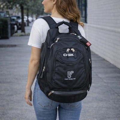 OGIO Metro Black Multi Pocket Backpack Audio Ready Laptop Travel Work Bag