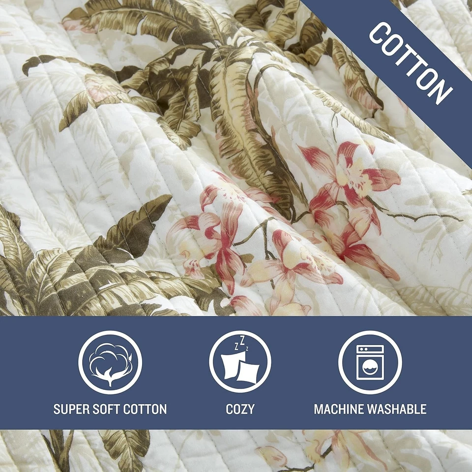 Tommy Bahama Bonny Cove Juego de Edredón Doble Algodón Reversible NUEVO Foto 2 de 4