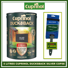 Cuprinol 5 Year Ducksback SILVER COPSE  5L + 4" FENCE BRUSH