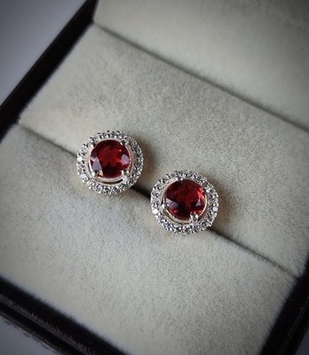 Rubin Ohrringe Sterling Silber 925 Ohrstecker für Damen Herren Geschenke