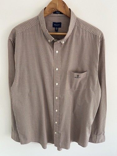GANT Shirt Size 2XL XXL Mens Orange Check Cotton Long Sleeve Button Down - Picture 3 of 9
