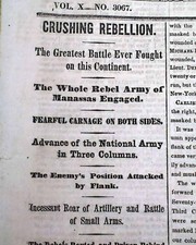 BATTLE OF BULL RUN # 1 journal Manassas VA Virginie 1861 guerre civile rébellion