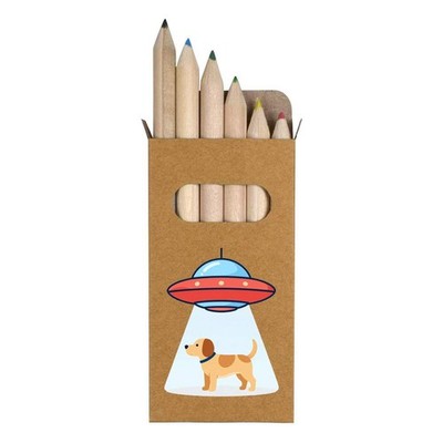 6 x 'UFO Beaming up a Dog' Short 85mm Pencils / Coloured Pencil Set (PE00089070)