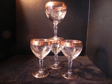 MCM 22 K GOLD ENCRUSTED Trim  - Etched 4 3/8 in CORDIAL - Set of 4