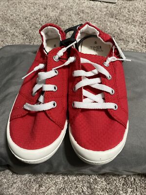 New Time Tru Women’s Scrunch Back Red White Sneakers Slip-on size 