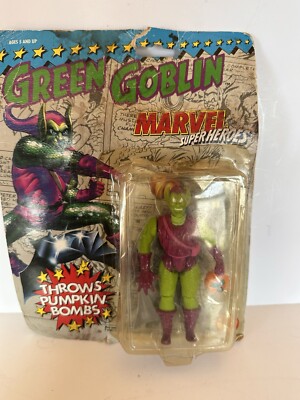 Green Goblin 1991 ToyBiz Marvel Super Heroes Throws Pumpkin Bombs VTG Sealed