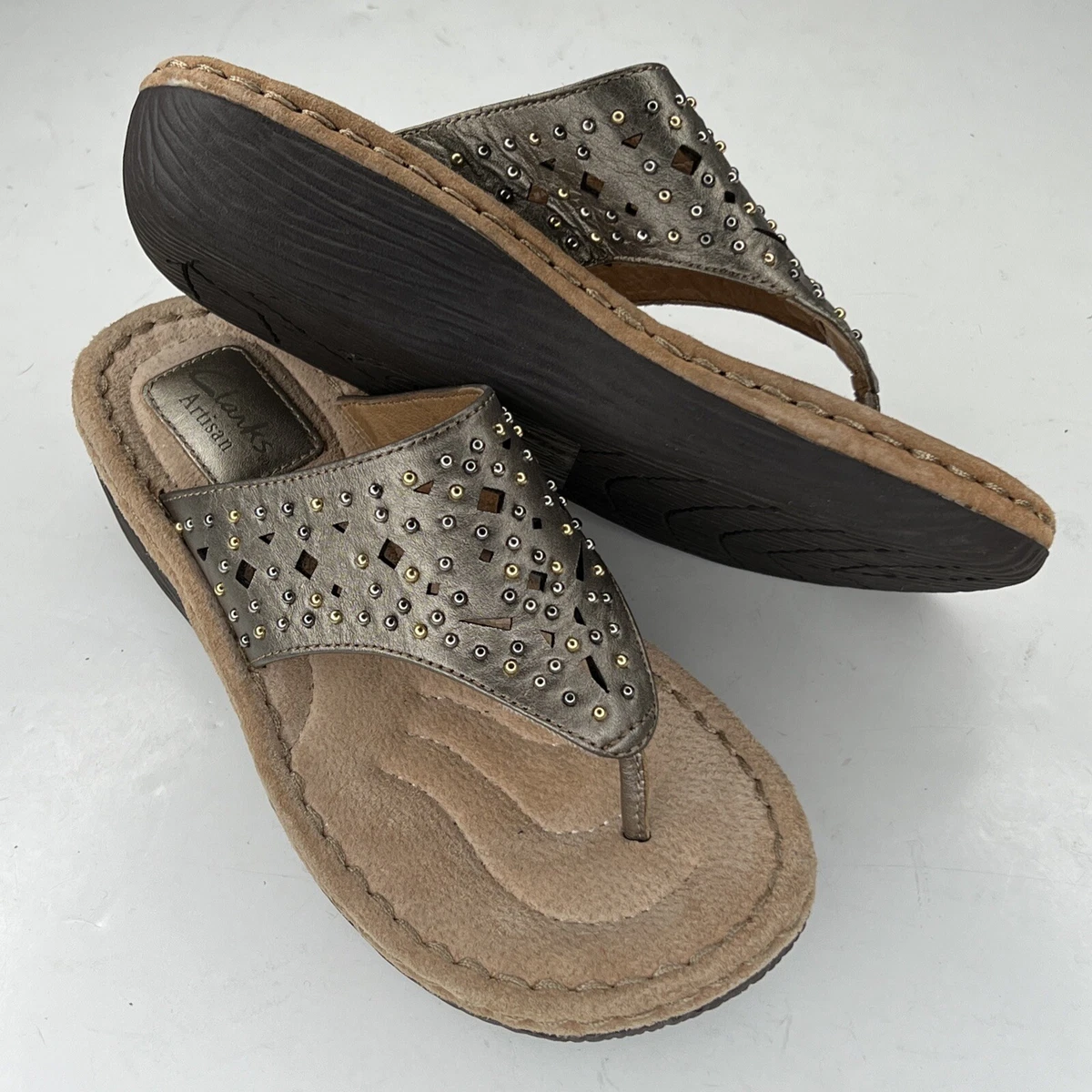 landdistrikterne heroin skarpt Clarks Artisan Low Wedge Sandal 32094 Bronze Gold Studded Women's Size 6  NEW! | eBay