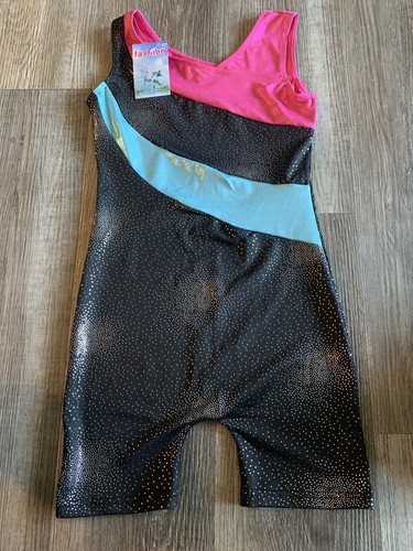 Black Pink Blue Kids Girls Sparkle One Piece Gymnastics Leotard 150 CM US 12 - Picture 3 of 8