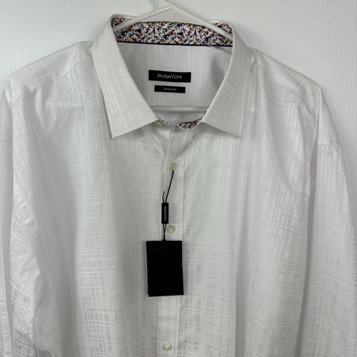 Bugatchi Shirt 3XL White Geometric Cotton Button Down Men's - Picture 6 of 14