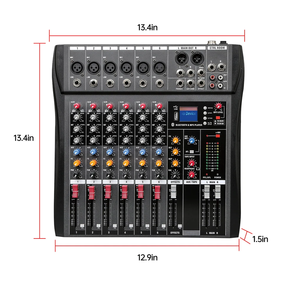 Professional 6/8/12/16 Channel Mixing Console DJ Sound USB Bluetooth 48V Power - Image 4 of 4