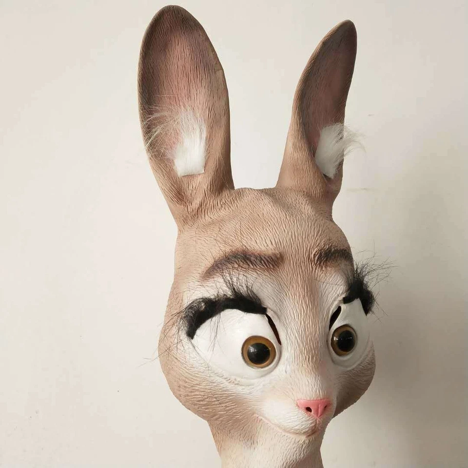 Judy Hopps Mask Rabbit Latex Animal Head Mask Halloween Fancy Dress Up  - Image 3 of 4