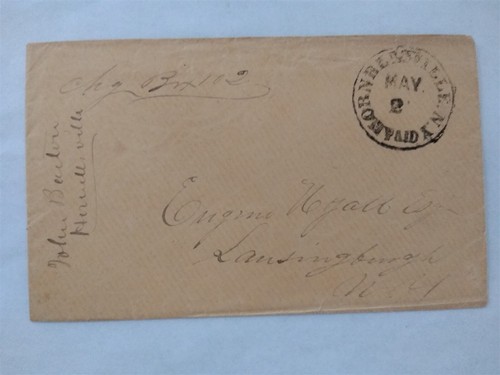 New York: Hornellsville 1850s Stampless Cover, PAID in CDS, Charge Box 102 - 第 1/2 張圖片