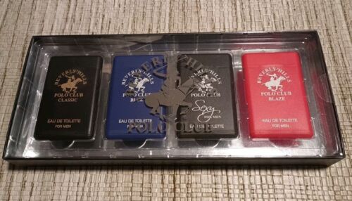 Neu Beverly Hills Polo Club Taschengröße 4er-Pack Kölnisch Wasser Geschenkset für Männer 0,68 flüssige Unzen