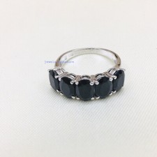 Natural Black Onyx Gemstones with 925 Sterling silver ring for women's Jewelry