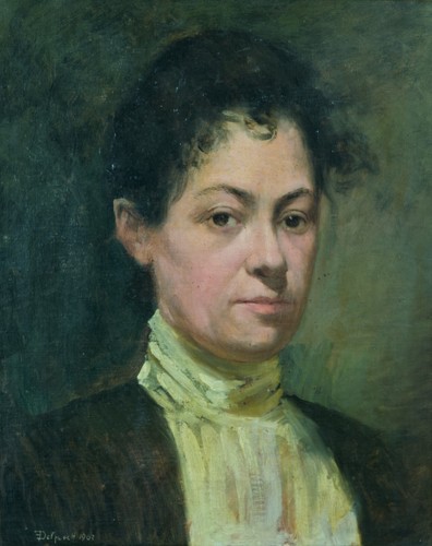 Ancien tableau beau portrait de jeune femme impressionniste es. Manet Degas hst