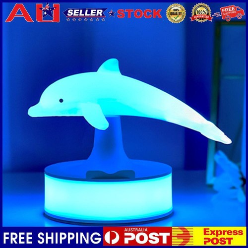 3D Dolphin Bedside Lamp Cordless Touch Control Nightstand Lamps Home