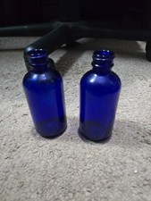 Lot of 2 Vintage Cobalt Blue Empty Glass Bottle - 4.5 Inches Tall