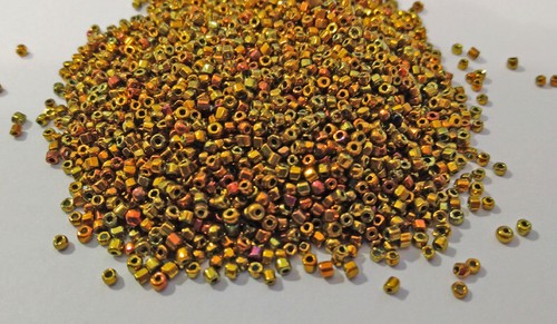 Brilliant Metallic Copper Gold Iris AB Vintage Antique Czech Glass Beads BB104-3