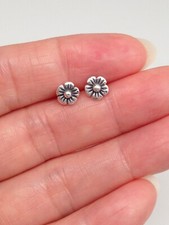 Plain Silver Flower Stud Earrings Sterling Silver 925 Dainty Studs 5.8mm
