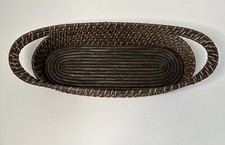 Bread Basket VGT Oblong Rattan Woven Wicker Two Tone