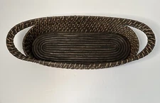 Bread Basket VGT Oblong Rattan Woven Wicker Two Tone