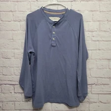 The Normal Brand Henley Pullover Sweatshirt Mens L Muted Blue Sweater Casual