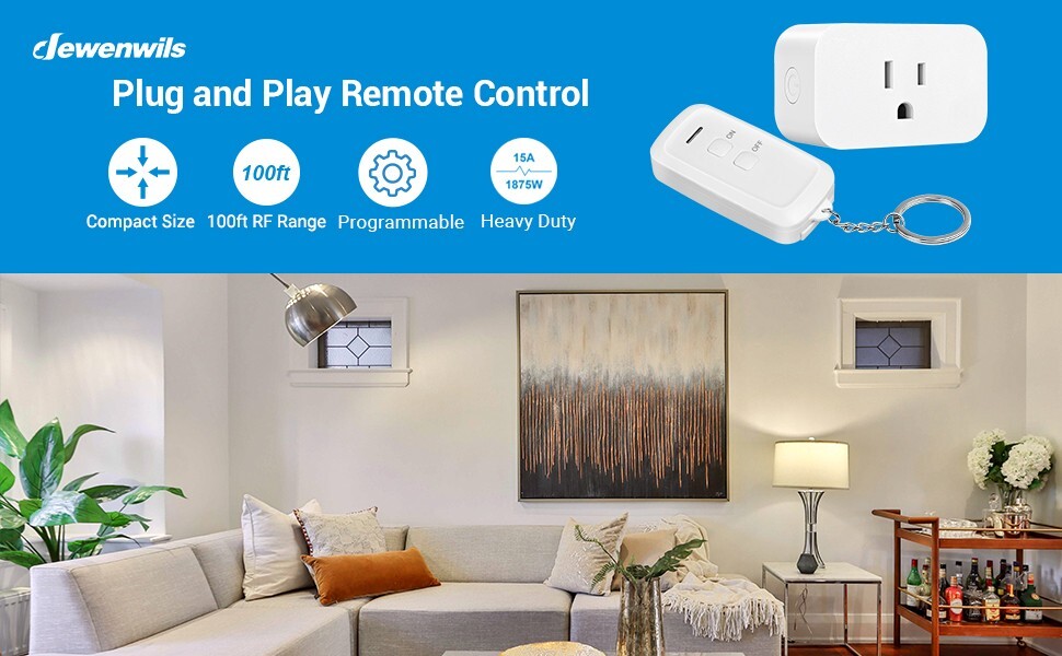 DEWENWILS Plug and Play Remote Control Outlet, Remote Control Switch 15A/1875W