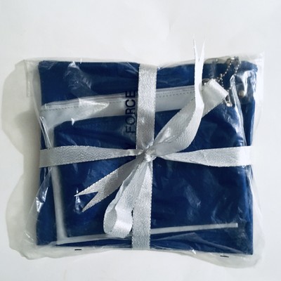 Avon Anew Day Force Cosmetic Bag Trio 3-pc Gift Set Blue Silver Vintage 1998