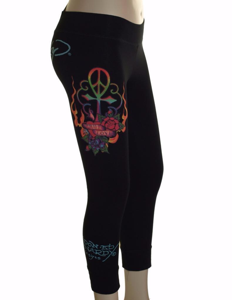 New Women's Ed Hardy Christian Audigier Stretch Cropped Leggings