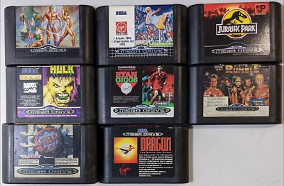 8 Lot Sega Mega Drive Cartridge NBA Hulk Jurassic Soccer Rumble Collection