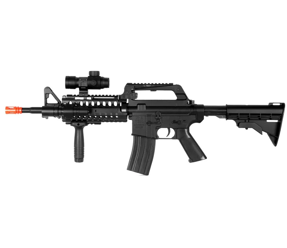 WELL M4 A1 M16 RIS SPRING AIRSOFT RIFLE GUN w/ RED DOT SCOPE & LIGHT 6mm BB  BBs | eBay