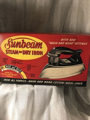 SUNBEAM STEAM OR DRY IRON VINTAGE WITH ORIGINAL BOX Retro Catalog
