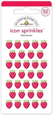 Crafts Doodlebug Sprinkles Puffy Bitty Berries Red Strawberries Strawberry Rpts