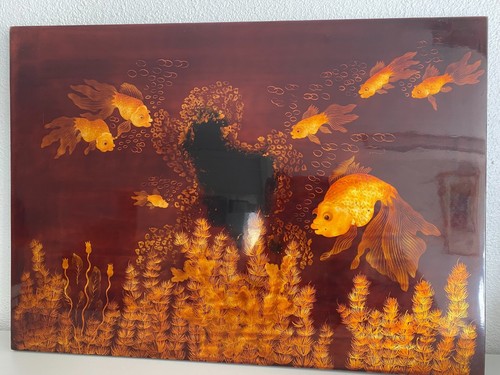 Koinobori bleu feuille dorée 8 m, marque Kintaro Kaisetsu, présenté