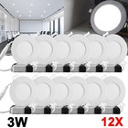 12pcs 3W Led Panel Ceiling Lights Recessed Down Lamp Kitchen Fixtures Cool White