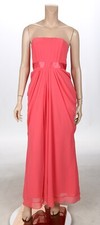 David's Bridal Coral Strapless Chiffon Bridesmaid Formal Evening Dress sz 4