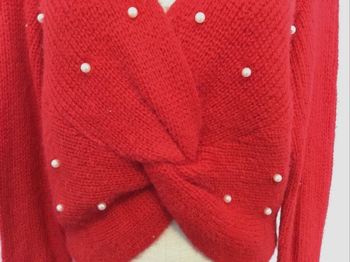 NOBO NO BOUNDARIES RED TWIST PEARL SWEATER Sz. Jr. XL - Picture 3 of 10
