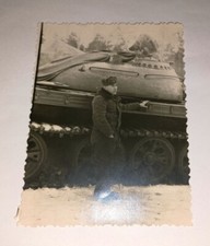 Vintage military photo USSR: tanker near a tank. Red Army Original