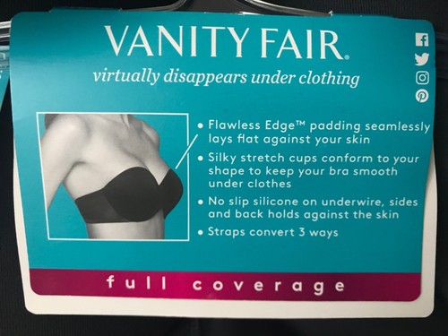 Vanity Fair Bra 36C Nearly Invisible Full Coverage Black NWT MSRP $40 - Picture 8 of 8