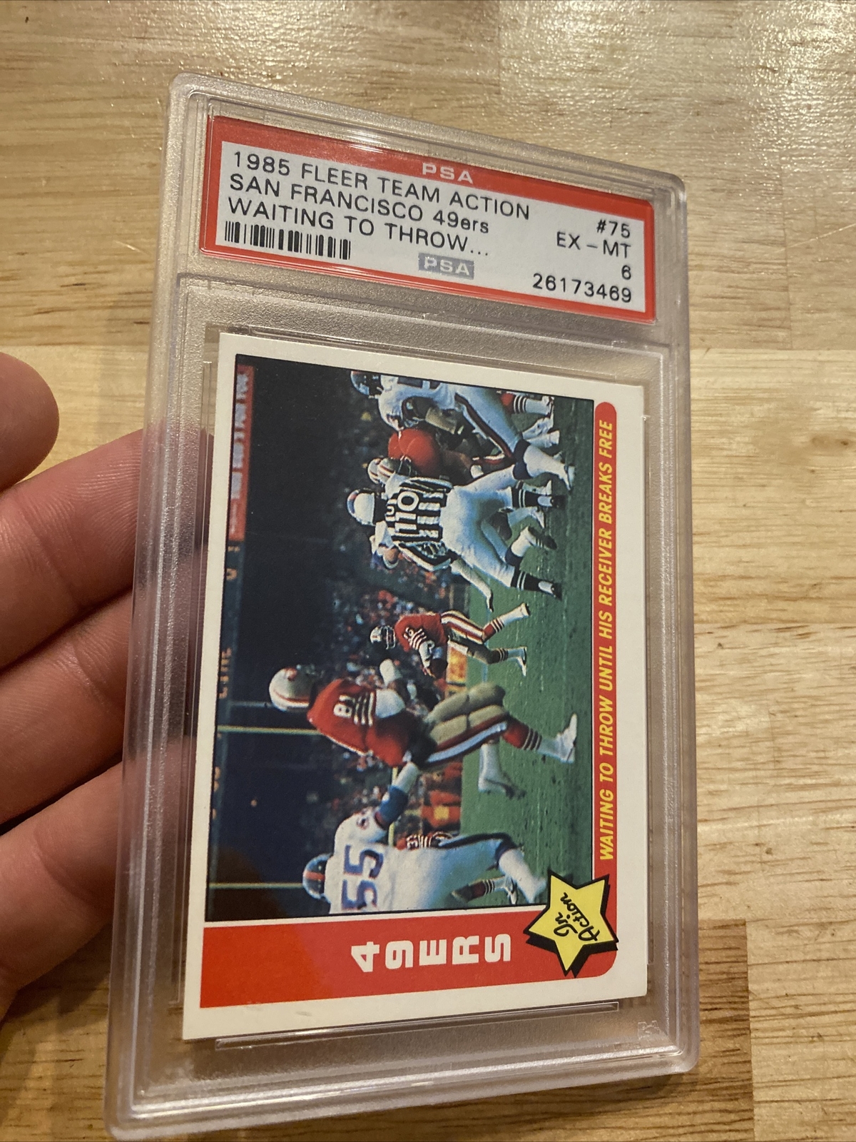Joe Montana PSA 6 Fleer NFL 1985 Vintage San Francisco 49ers Football Card HOF view 10