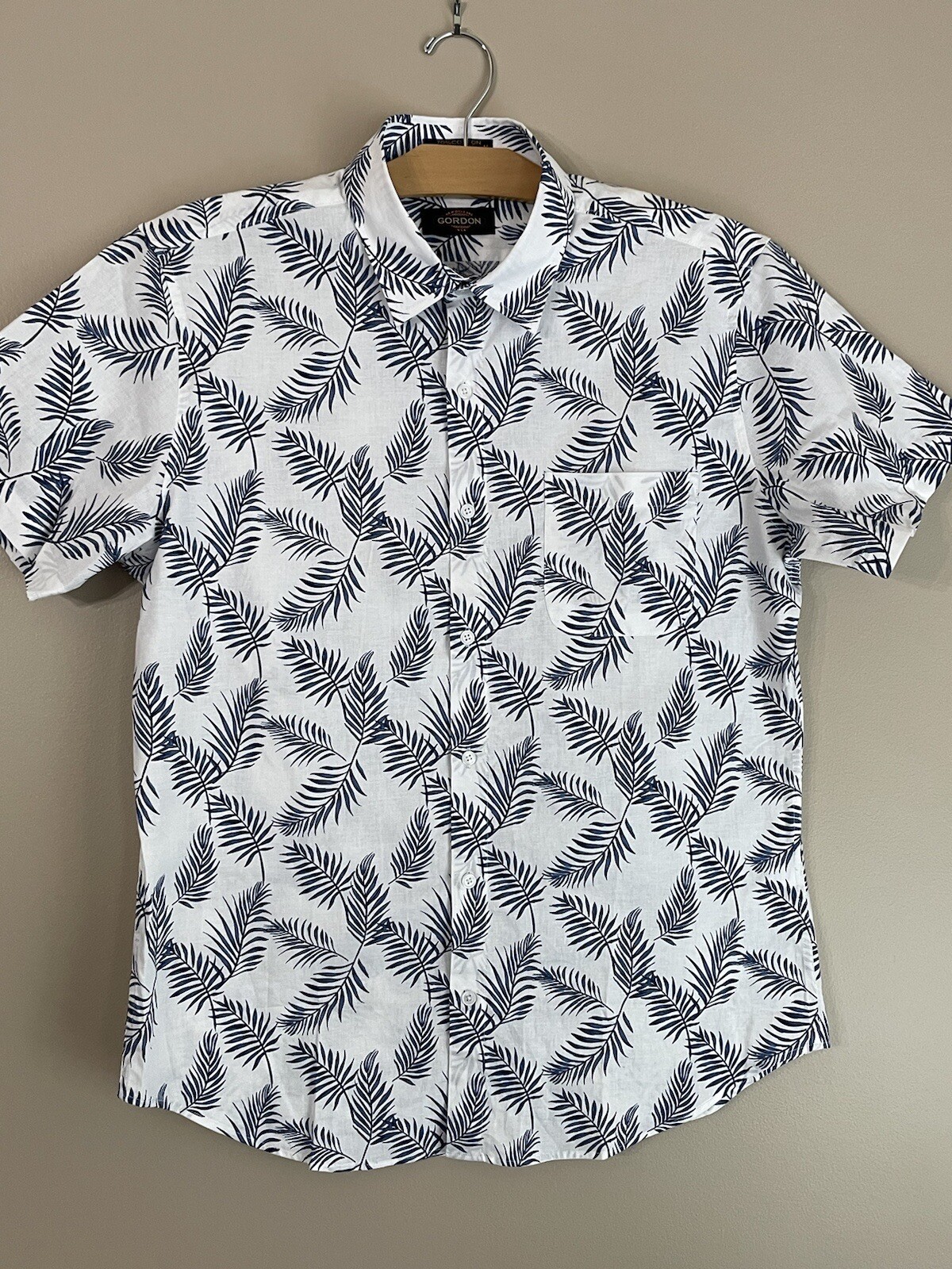 Gordon New Orleans USA Hawaiian Cotton Linen Short Sleeve Button Up M 0224