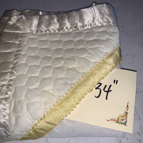 Manta bebé gofre con capucha vintage amarillo pálido acrílico nailon ribete 36x34 - Imagen 10 de 12