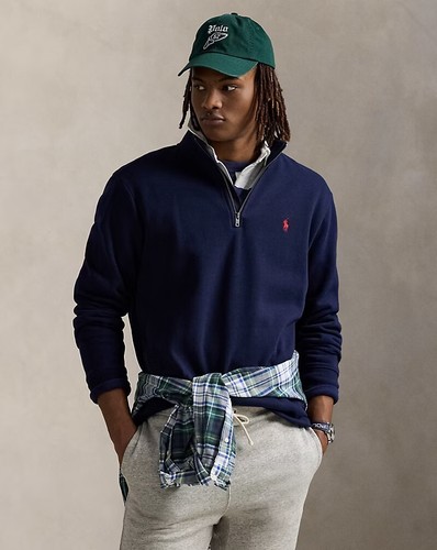 Neu mit Etikett Polo Ralph Lauren klassischer Herrenpullover Sweatshirt mit Viertelreißverschluss marineblau M $ 110 - Bild 5 von 5