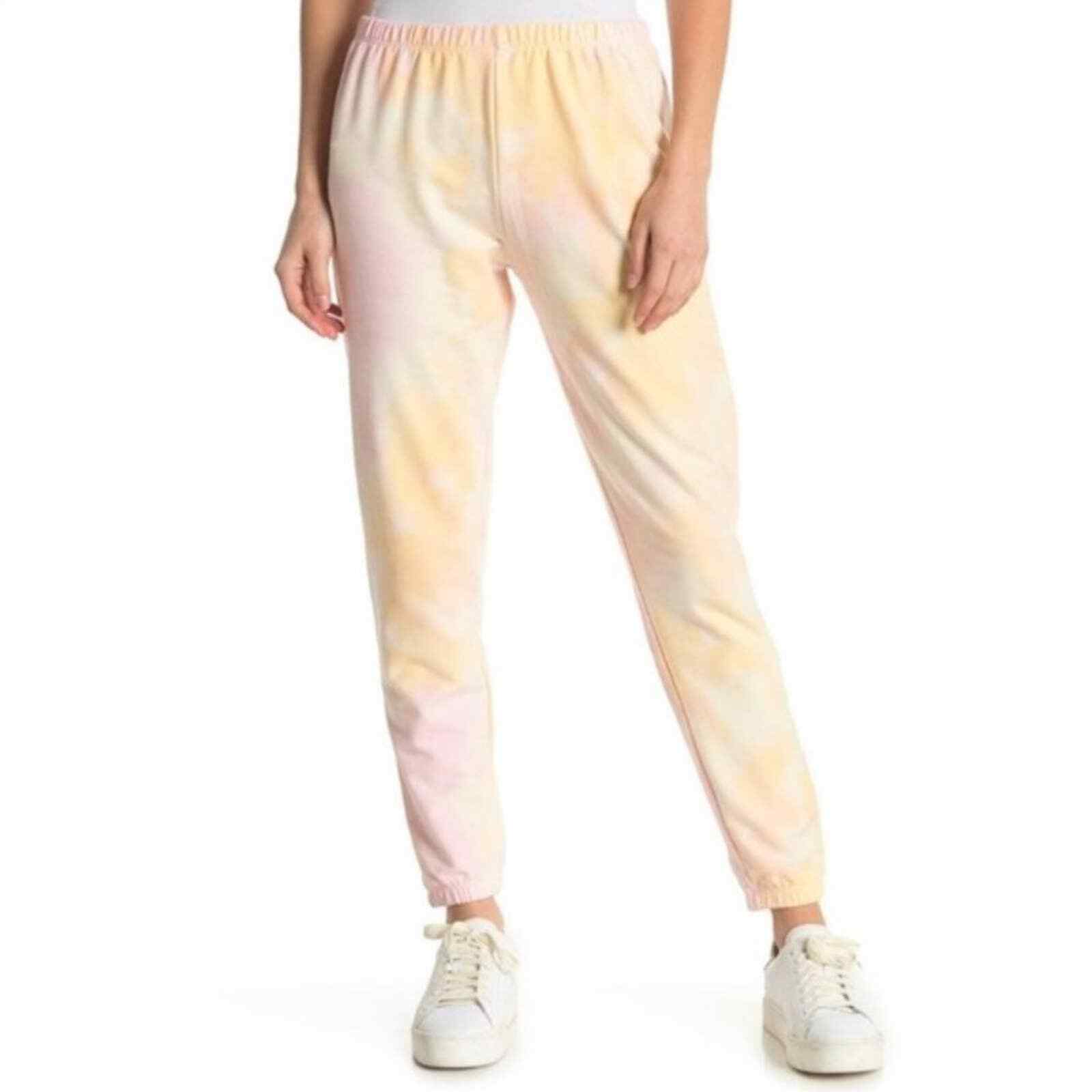 WILDFOX Womens NWT Tie Dye Pink Soft Sweatpants MEDIUM $128 Comfy Lounge Street image 2