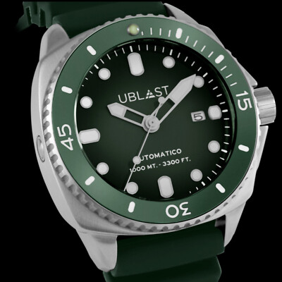Ublast SeaStrong Green Rubber Strap UBSS46CGN Sub 100 Herren Komplettset Neu