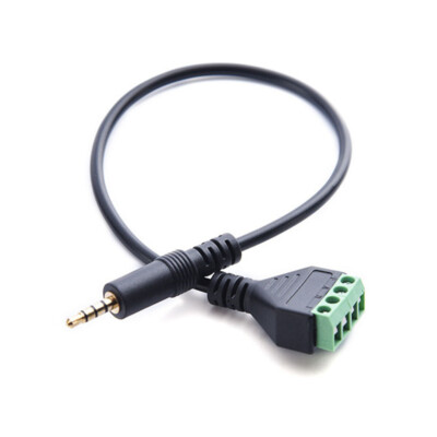 4-Pole 3.5mm Male to AV 4 Pin Screw Solderless Shield Screw Terminal Cable Plug