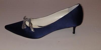 navy satin kitten heels
